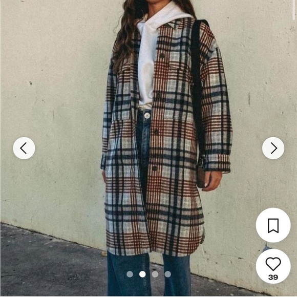 Zara Long Plaid Shacket Overshirt Jacket Coat Womens XS Oversized - Picture 1 of 8